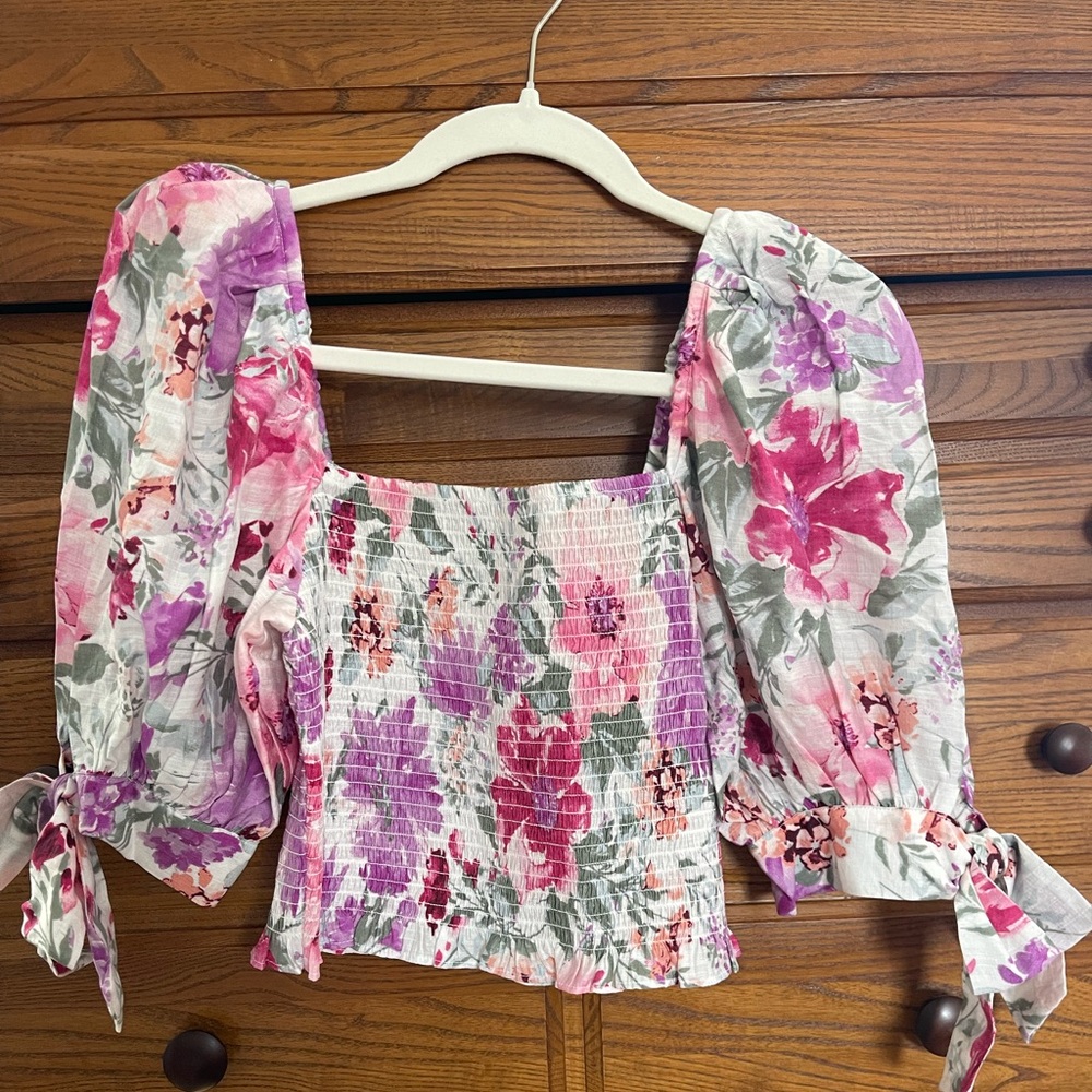 Express Blouse, Pink Floral, Small